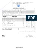 Provisional Grade Card: Maulana Abul Kalam Azad University of Technology, West Bengal