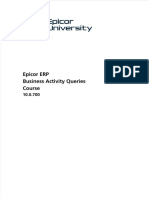 Epicor ERP Business Activity Queries Course