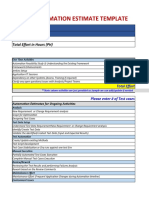 Test Automation Estimate Template: Automation Type Project Name