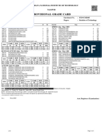 Provisional Grade Card: Visvesvaraya National Institute of Technology Nagpur