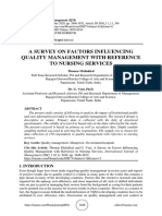 A Survey On Factors Influencing Quality Management With Reference To Nursing Services