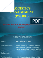 Logistics Management (Ps Obc) : Pssupt. Jesus B. Arceo (Ret) Ed.D., Ph. D. Lecturer