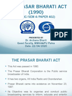 Prasar Bharati Act - MJMC - Sem4 - Paper 402