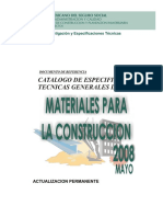 Catálogo de Especificaciones Técnicas de Materiales para La