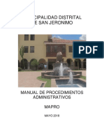 Municipalidad Distrital de San Jeronimo: Manual de Procedimientos Administrativos Mapro