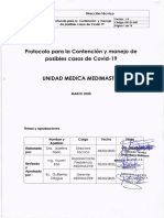 Protocolo para La Contencion y Manejo de Posibles Casos de Covid-19 en La Unidad Medica Medimaster