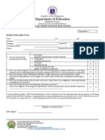 Department of Education: Health Declaration Form