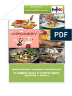 Most Essential Learning Competencies in Cookery Grade 11 Activity Sheets (Quarter 1/ Week 1)