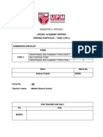 Lpe2501 Academic Writing Writing Portfolio - TASK 2 (20%) : SEMESTER 2, 2020/2021