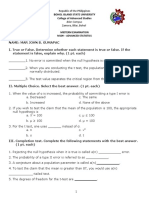 Bilar Campus: Midterm Examination M109 - Advanced Statistics