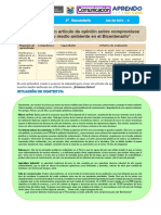 Semana 34 - 2do de Secundaria - Artículo de Opinión