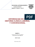 Equipo 2. DIFERENCIAS EN LA HISTORIA CLÍNICA LABORAL Y CONVENCIONAL