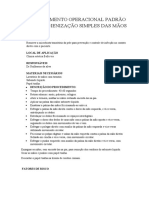 Procedimento Operacional Padrão para Higienização Simples Das Mãos