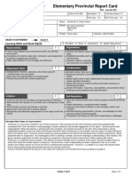 Elementary Provincial Report Card: Learning Skills and Work Habits
