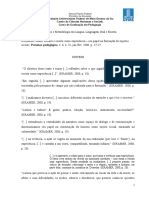 Sintese KRAMER, Sonia. Leitura e Escrita Como Experiência - Seu Papel Na Formação de Sujeitos Sociais. Presença Pedagógica