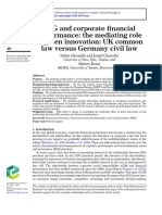 ESG and Corporate Financial Performance - The Mediating Role of Green Innovation - UK Common Law Versus Germany Civil Law