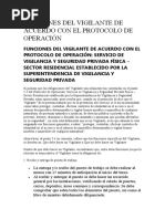 Funciones Del Vigilante de Acuerdo Con El Protocolo de Operación