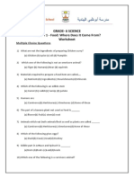 Grade-6 Science Chapter 1 - Food: Where Does It Come From? Worksheet