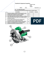 Checklist For Equipment Inspection Circular Saw