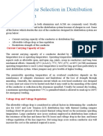 Conductor Size Selection in Distribution Power System