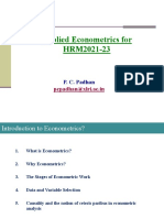 Applied Econometrics For HRM2021-23: Pcpadhan@xlri - Ac.in