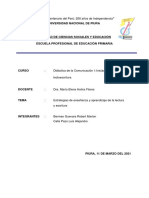 Estrategias de Enseñanza y Aprendizaje de La Lectura y Escritura