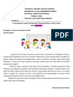 3 Atividade de Língua Portuguesa 6º Ano 2º B