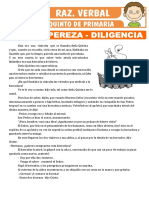 Lectura Sobre Contra Pereza Diligencia para Quinto de Primaria