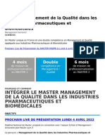 Formation Master Management de La Qualit Dans Les Industries Pharmaceutiques Et Biomdicales