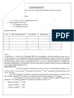 OC and SC Test On Single Phase Transformer