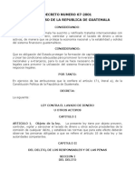 Decreto Número 67-2001 Ley Contra El Lavado de Dinero U Otros Activos