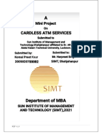 Mini Project On CARDLESS ATM SERVICES by Komal Preet Kaur