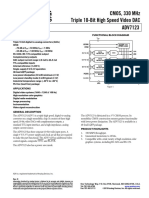 Cmos, 330 MHZ Triple 10-Bit High Speed Video Dac Adv7123: Features Functional Block Diagram