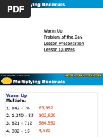 Warm Up Lesson Presentation Problem of The Day Lesson Quizzes