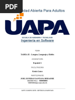 TAREA 2 - Joel Santana H. - Matricula - 100056864 - Español 1