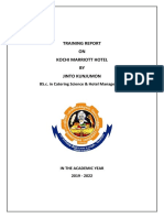 Training Report ON Kochi Marriott Hotel BY Jinto Kunjumon: BS.c. in Catering Science & Hotel Management