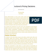 Market Structure & Pricing Decisions