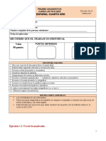 SOLUCIONARIO, PRUEBA DIAGNOSTICA DE Español, CUARTO 2022