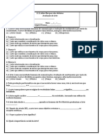 Avaliação Recuperação 1° Ano, 2° Bimestre