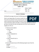 PERIODIC TEST 2 (2022-23) CLASS - 3rd: Section A (Reading)