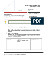 Name: Class Number: Section: Schedule: Date:: Lesson Title: The Information System Lesson Objectives