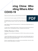 Recovering China, Who Is Travelling Where After COVID 19