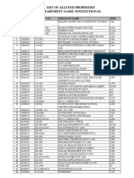 List of Alloted Properties Department Name-Institutional: S# Rid Property No. Applicant Name Area