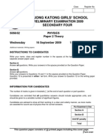 Tanjong Katong Girls School: Preliminary Examination 2009 Secondary Four