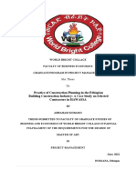 Practice of Construction Planning in The Ethiopian Building Construction Industry: A Case Study On Selected Contractors in HAWASSA