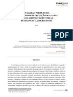 Avaliação Psicológica Nos Processos de Definição de Guarda e Regulamentação de Visitas de Crianças e Adolescentes