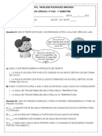 Avaliação DE CIENCIAS