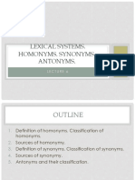 Lexical Systems. Lecture 6