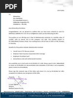 Office Administratior Assitand Offer Letter