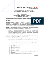 Ley Municipal 003 de Modificaciones A La Ley de Ordenamiento Juridico y Administrativo Municipal